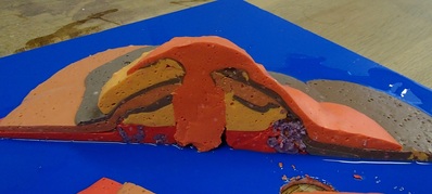 火山模型の断面